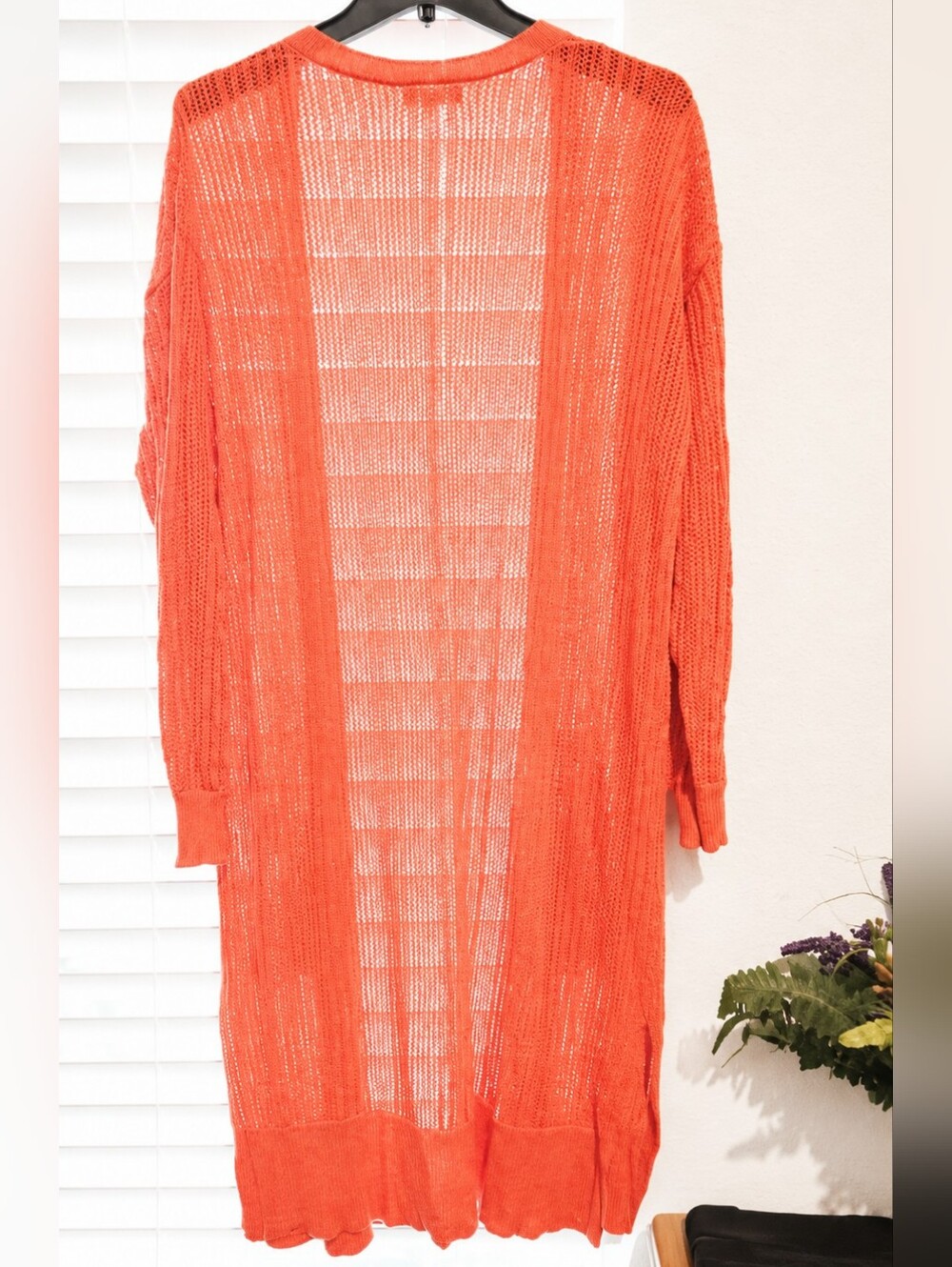 Margaux & Elle Coral Open Knit Long Cardigan Duster L Pockets - Picture 14 of 14